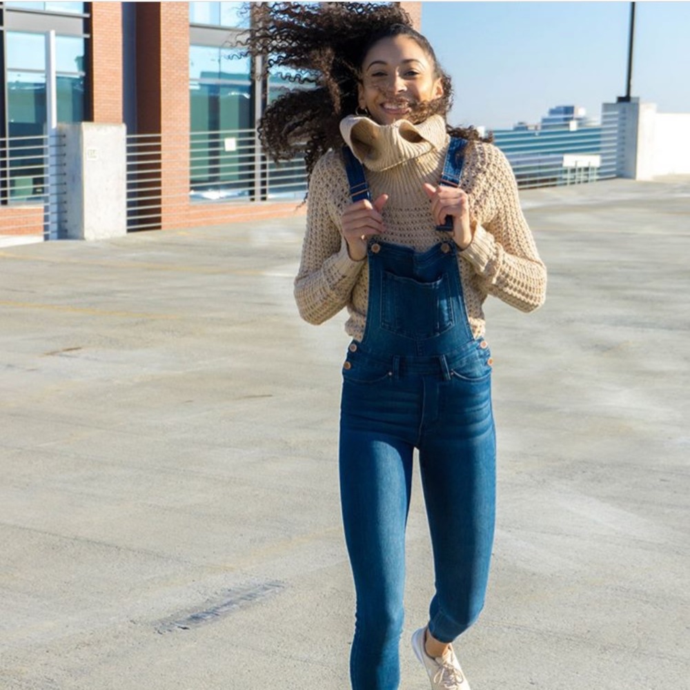 H&M Divided Denim Skinny Stretch Bib Overalls